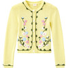 Cosette Long Sleeve Floral Embroidered Cardigan, Lemon - Cardigans - 1 - thumbnail