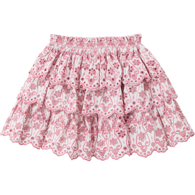 Margaux 3-Tired Ruffle Embroidered Skirt, Pink - Skirts - 2
