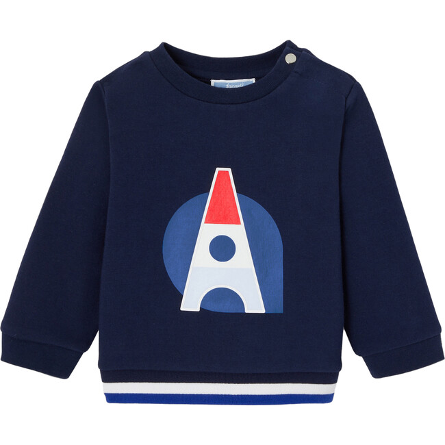 Fleece Sweatshirt, Midnight Blue - Shirts - 1