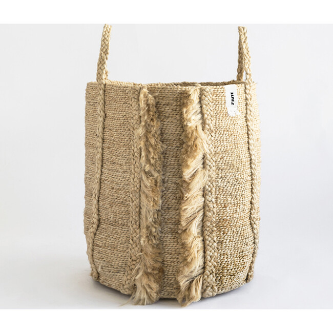 Bazar Tall Fringe Jute Basket, Natural - Storage - 5