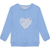 Little Liberty Print Danjo Heart Sweatshirt, Blue and Floral - Sweatshirts - 1 - thumbnail