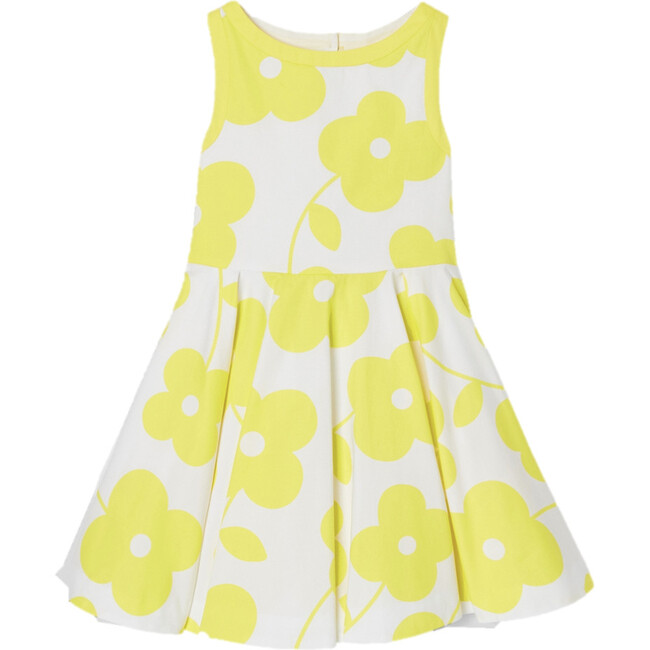 Flower Print Ceremony Dress, White And Yellow - Dresses - 1