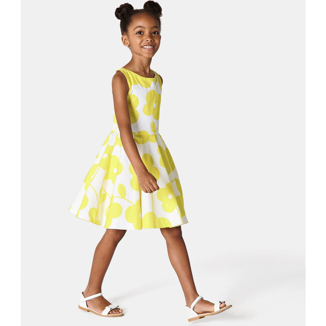 Flower Print Ceremony Dress, White And Yellow - Dresses - 2
