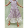 Women's Aimee Ruffled Collar Flutter Sleeve Maxi Dress, Lilac & Ivory Floral - Dresses - 3