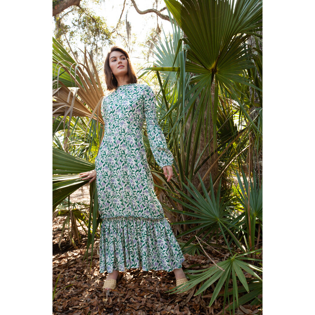 Women's Palmer Sleek Long Sleeve Maxi Dress, Spring Lily - Dresses - 2