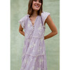 Women's Aimee Ruffled Collar Flutter Sleeve Maxi Dress, Lilac & Ivory Floral - Dresses - 4