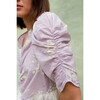 Women's Charley Cinched Puff Sleeve Blouse, Lilac & Ivory Floral - Blouses - 4