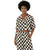 Women's Silky Checker Crop Top+ Wide Leg Pant - Pajamas - 1 - thumbnail