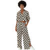 Women's Silky Checker Crop Top+ Wide Leg Pant - Pajamas - 2 - thumbnail