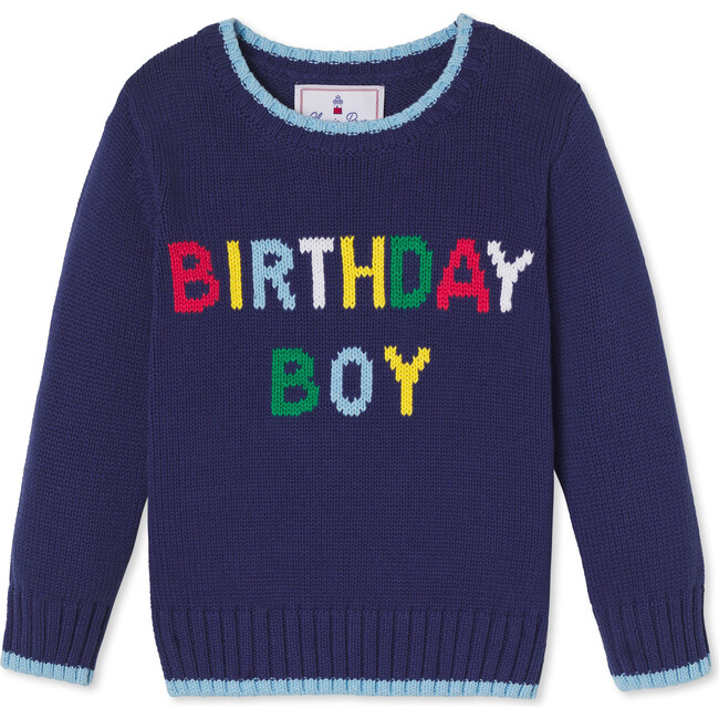 Birthday Boy Sweater, Blue Ribbon - Sweaters - 1