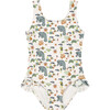 Manatee Ruffle Leg One-Piece Swimsuit, Cream - One Pieces - 1 - thumbnail