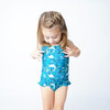 Ocean Friends Ruffle Leg One-Piece Swimsuit, Blue - One Pieces - 6