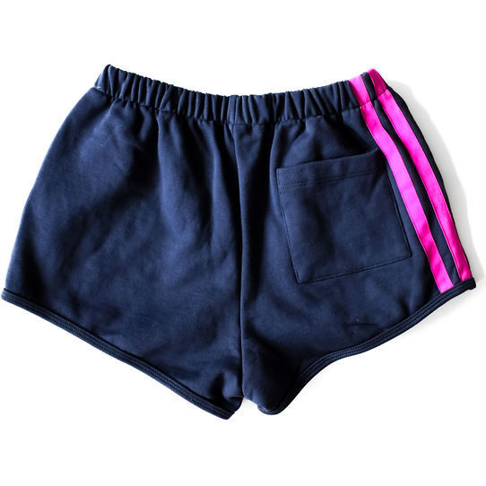 Shorts With Neon Stripes, Navy And Magenta - Loungewear - 3