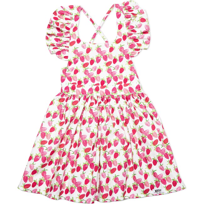 Ruffle Sleeve Dress, Strawberries - Dresses - 1