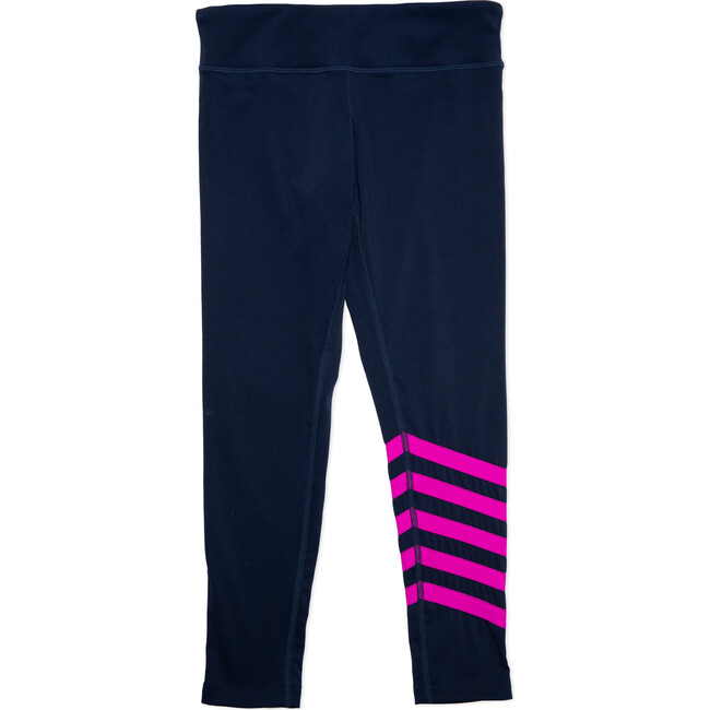 Leggings With Neon Stripes, Navy And Magenta