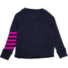 Cropped Crew Neck With Neon Stripes, Navy And Magenta - Loungewear - 4