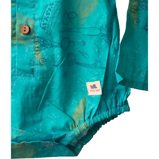 Hand-Drawn Salad Bowl Print Onesie, Teal - Onesies - 5