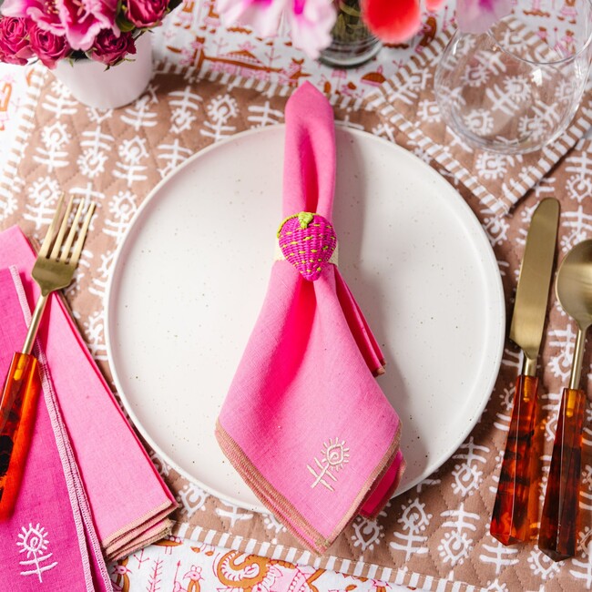 Raffia Napkin Ring, Strawberry - Tabletop - 2