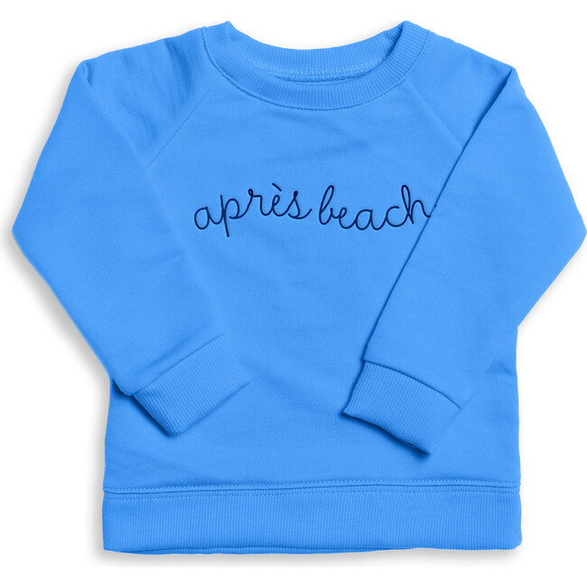 The Organic Embroidered Pullover Sweatshirt, Marine Blue Apres Beach