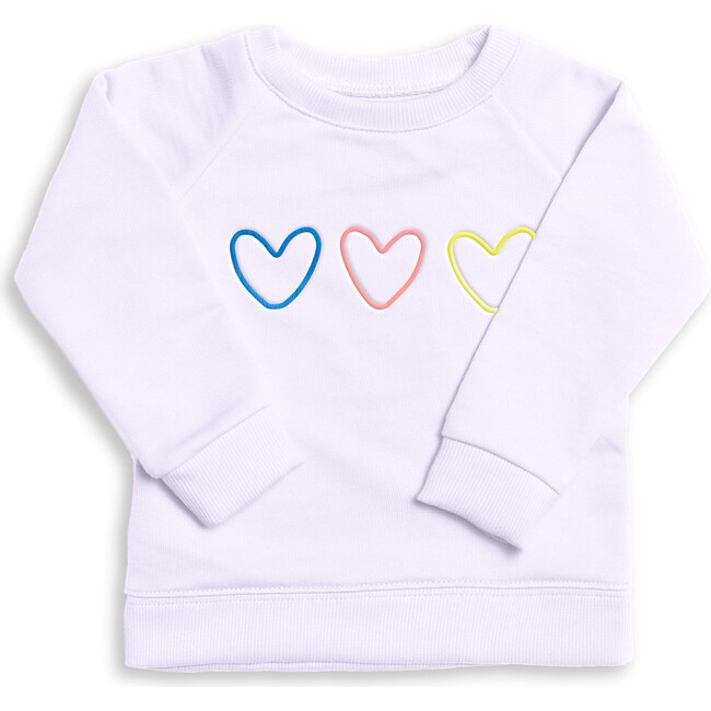 The Organic Embroidered Pullover Sweatshirt, Lilac Frost Sunset Hearts