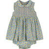Yalda Floral Smocked Dress, Green - Dresses - 1 - thumbnail