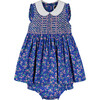 Jemmie Floral Smocked Dress, Blue - Dresses - 1 - thumbnail