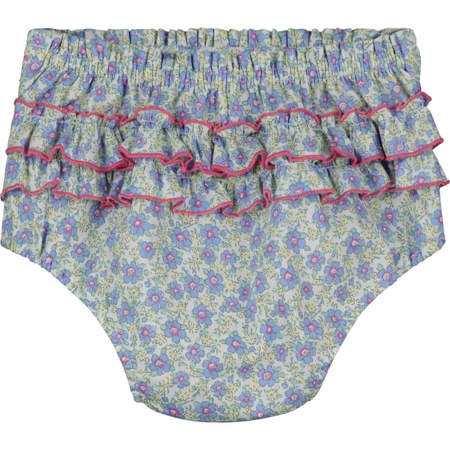 Leia Ruffle Floral Bloomer, Blue - Bloomers - 3