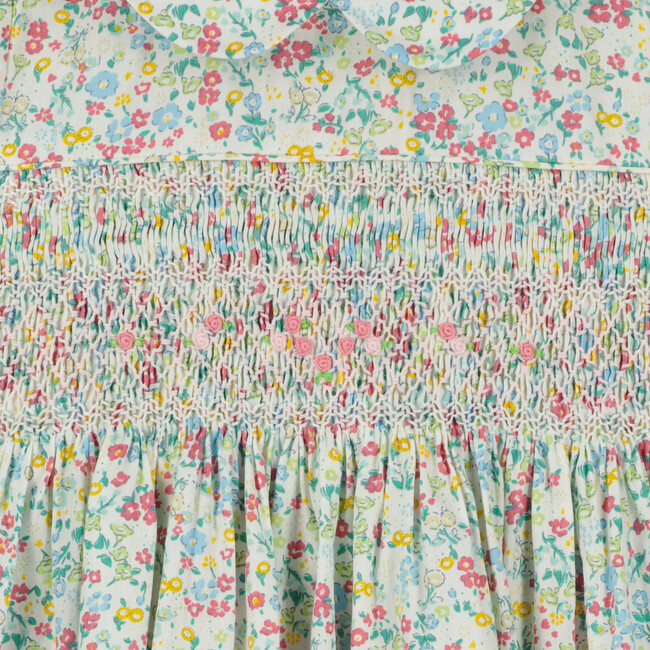 Gem Floral Smocked Dress, Multicolors - Dresses - 3