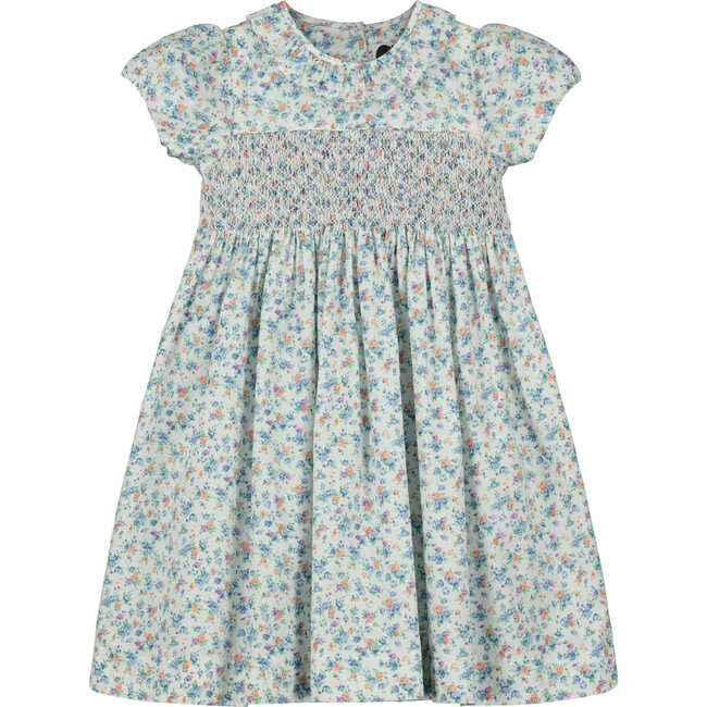 Mazia Floral Dress, White And Blue