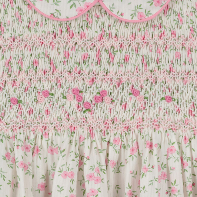 Aveline Floral Smocked Dress, White - Dresses - 2