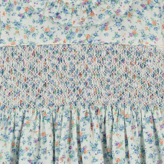 Mazia Floral Dress, White And Blue - Dresses - 3