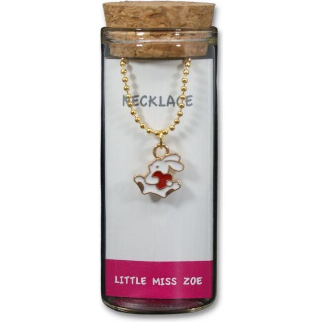 Bunny Heart Charm Necklace, White - Necklaces - 1