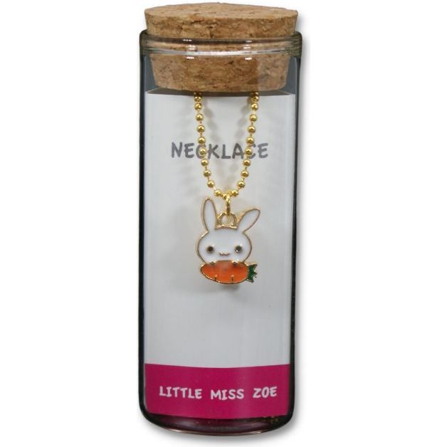 Bunny & Carrot Charm Necklace, White