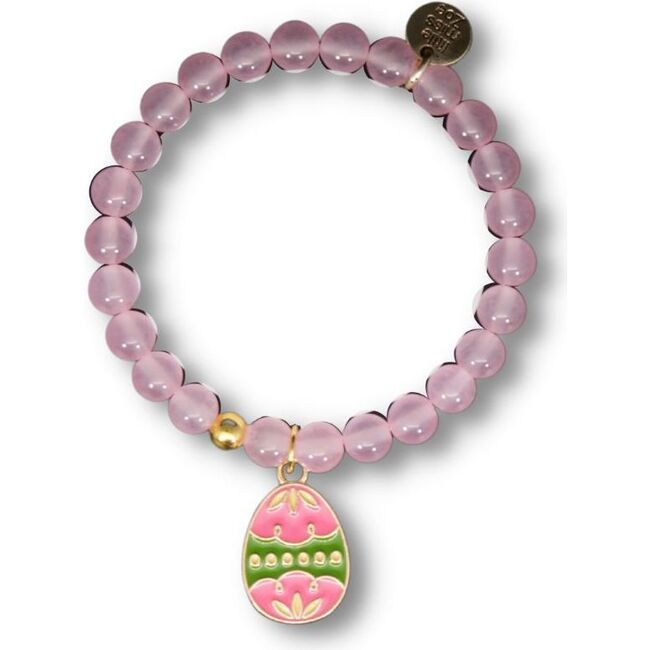 Gemstone Bracelet with Easter Egg Charm, Pink