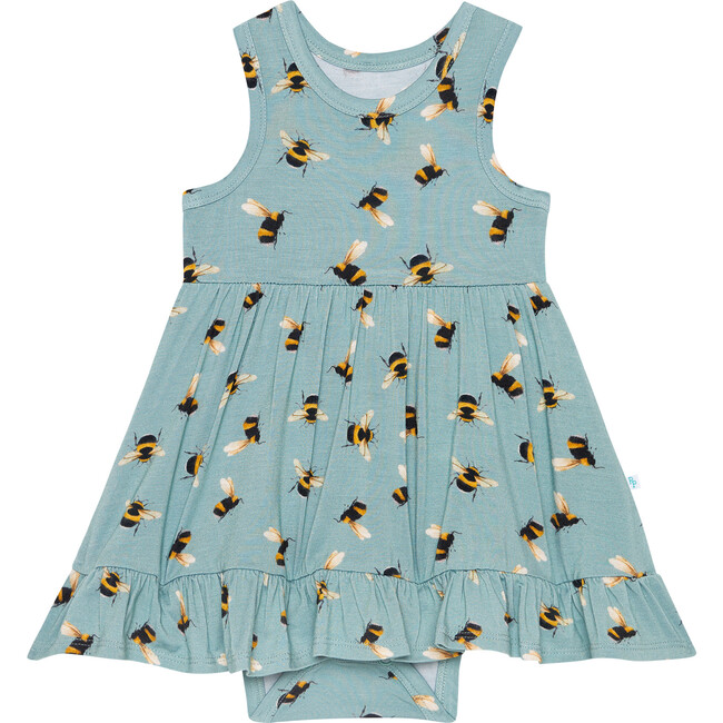 Spring Bee Racerback Twirl Bodysuit Dress, Pastel Green - Bodysuits - 1