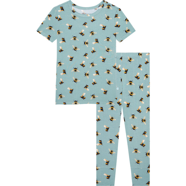 Spring Bee Short Sleeve Basic Pajama, Pastel Green - Pajamas - 1