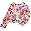 Watercolor Butterfly Long Sleeve Rash Guard And Ruffled Bloomer Set, Open Pink - Mixed Apparel Set - 2 - thumbnail