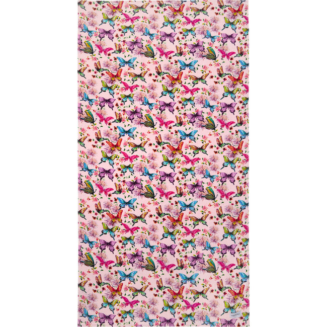Watercolor Butterfly Beach Towel, Open Pink