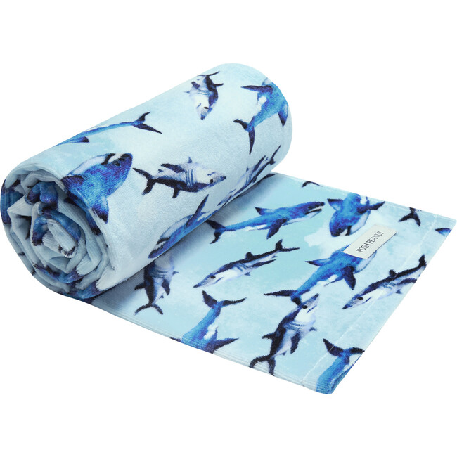 Sharks Beach Towel, Medium Blue - Towels - 2
