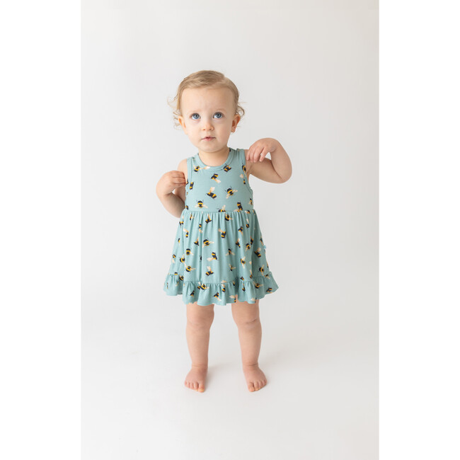 Spring Bee Racerback Twirl Bodysuit Dress, Pastel Green - Bodysuits - 2
