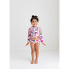 Watercolor Butterfly Long Sleeve Rash Guard And Ruffled Bloomer Set, Open Pink - Mixed Apparel Set - 3 - thumbnail