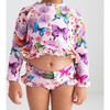 Watercolor Butterfly Long Sleeve Rash Guard And Ruffled Bloomer Set, Open Pink - Mixed Apparel Set - 4 - thumbnail
