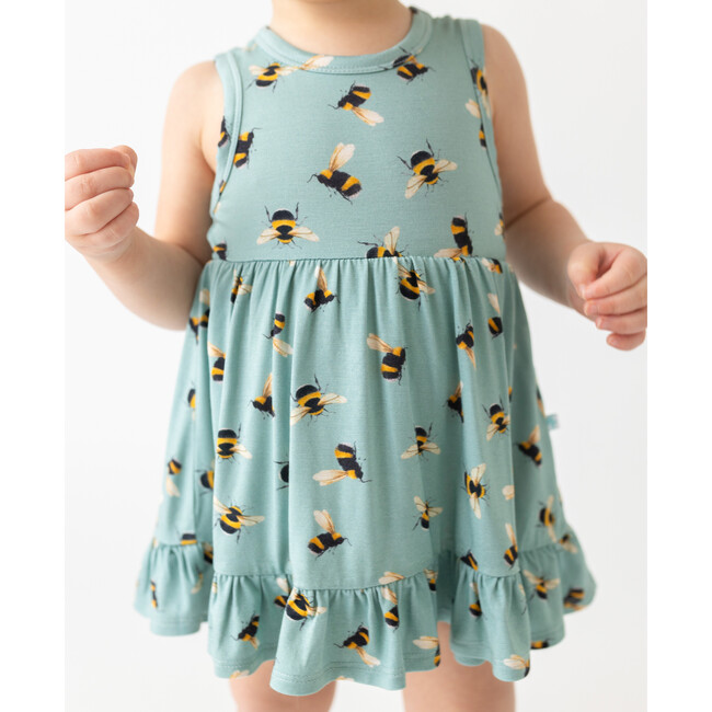 Spring Bee Racerback Twirl Bodysuit Dress, Pastel Green - Bodysuits - 3