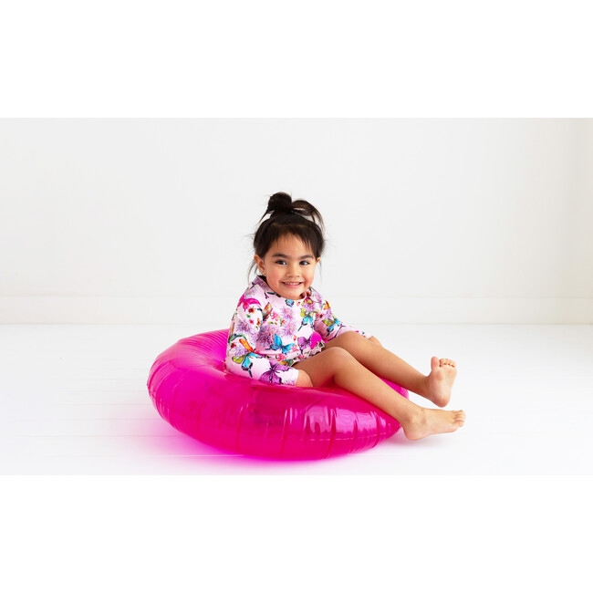 Watercolor Butterfly Long Sleeve Rash Guard And Ruffled Bloomer Set, Open Pink - Mixed Apparel Set - 7