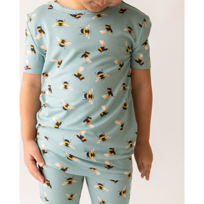 Spring Bee Short Sleeve Basic Pajama, Pastel Green - Pajamas - 4