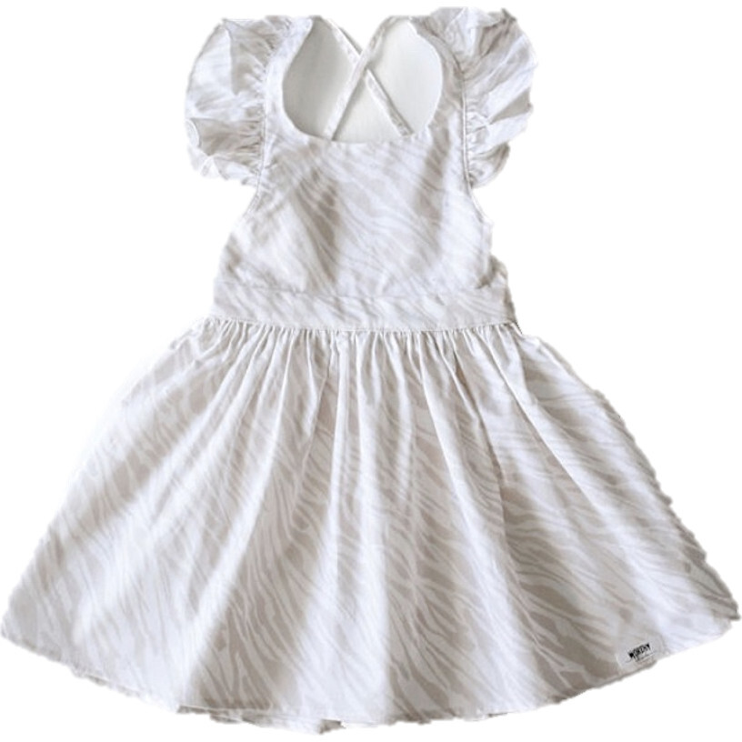 Ruffle Sleeve Dress, Light Zebra - Dresses - 1