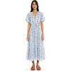 Women's Poppy Floral V-Neck Puff Sleeve Dress, Pink - Dresses - 1 - thumbnail