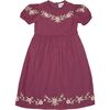 Rosedale Puff Sleeve Floral Embroidered Dress, Dark Rose - Dresses - 1 - thumbnail