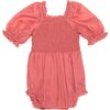 Puff Sleeve Smocked Romper, Ballet Dusty Rose - Rompers - 1 - thumbnail