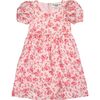Vera Puff Sleeve Floral Print Midi Dress, Pink And Cream - Dresses - 1 - thumbnail